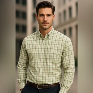 LL Bean Men’s Shirt - Blue & Yellow Plaid